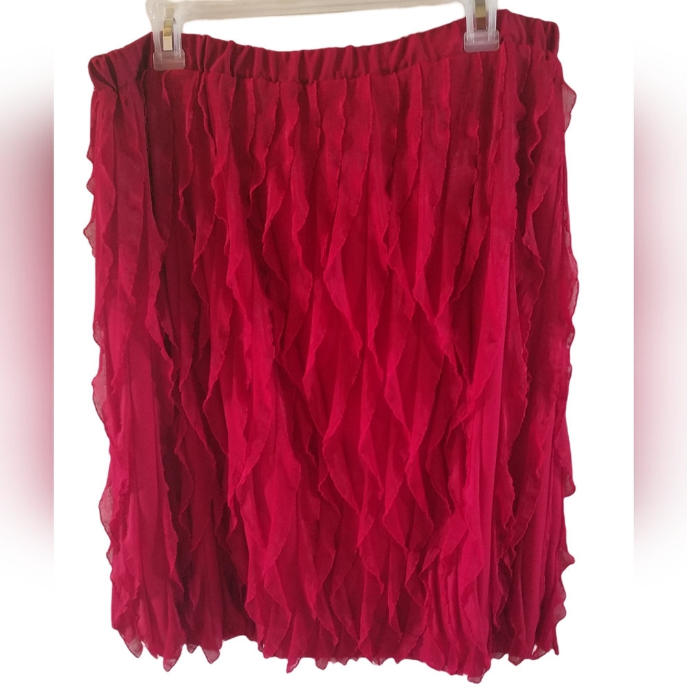 Slinky Brand Red Flutter Skirt Size XL NWOT